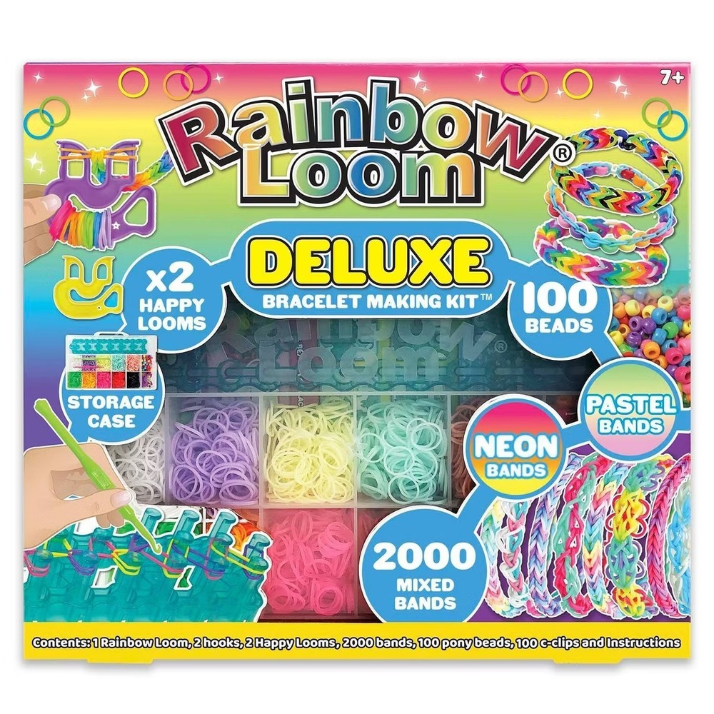 Rainbow Loom Deluxe Bracelet Making Kit 2000 Bands Pony Beads C-Clips NIB Craft